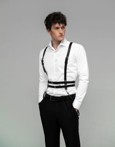 MĘSKA UPRZĄŻ SKÓRZANA HARNESS PASY , SZELKI