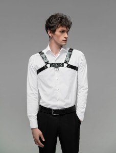 HARNESS MĘSKI OZDOBNY Z KÓLKIEM UPRZĄŻ SKÓRZANA 